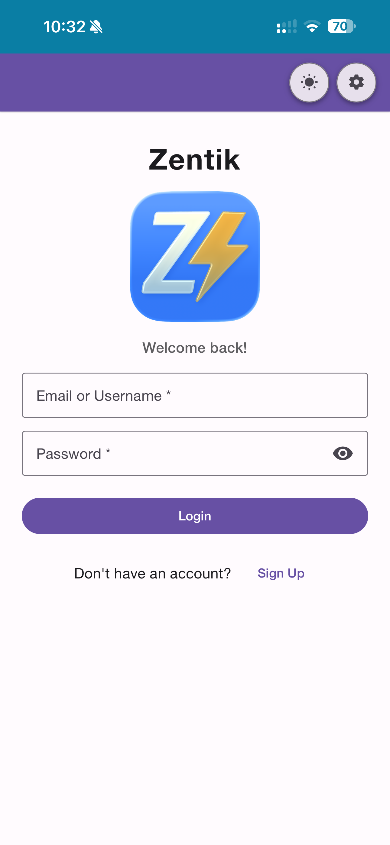 Login page